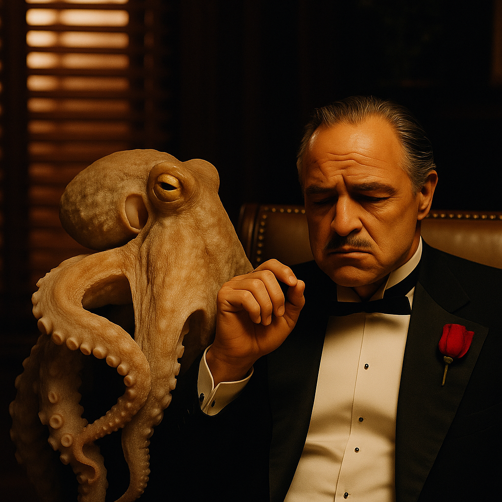 Paul with grandfather octopus